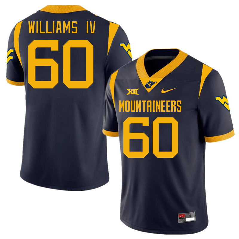 #60 Johnny Williams IV West Virginia Mountaineers College 2024 New Uniforms Football Jerseys Stitched Sale-Navy